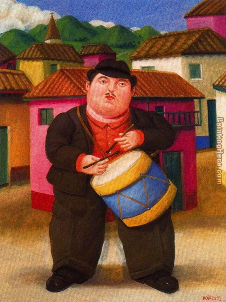 Hombre tocando el tambor painting - Fernando Botero Hombre tocando el tambor art painting